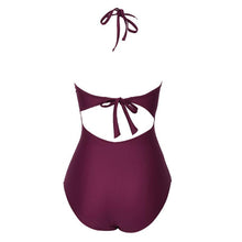 MC Wine Halter One-piece Swimsuit